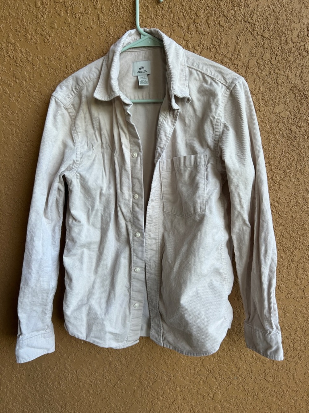 H&M Men's Light Cream Button-Front Shirt Jacket